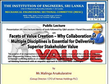 PUBLIC LECTURE : "Facets of Value Creation – Why Collaboration of Multiple Disciplines is Essential for Delivering Superior Stakeholder Value"