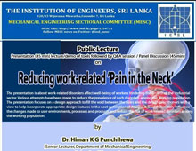 PUBLIC LECTURE : "Reducing work-related ‘Pain in the Neck"