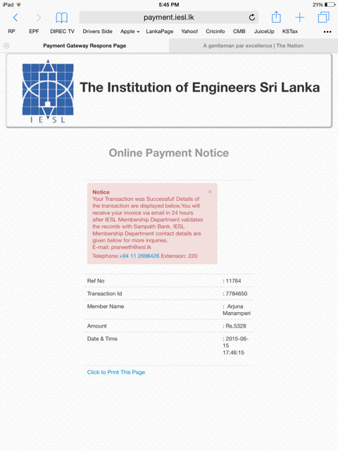 Are you using IESL Online Membership Payment facility?