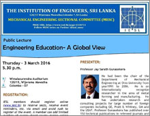 PUBLIC LECTURE : Engineering Education – A Global View