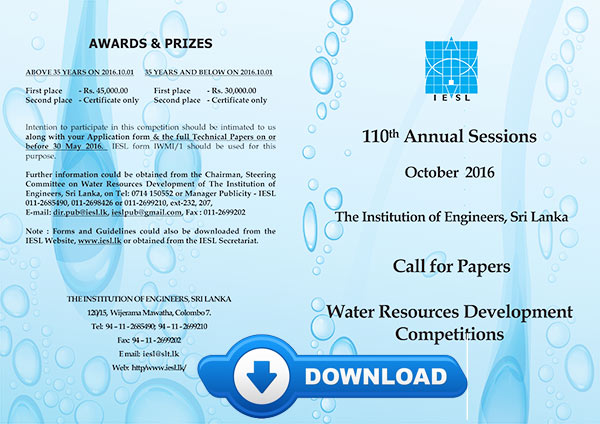 Water Resources Development Competition - Session 2015 /2016 - Call for Papers 