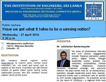 PUBLIC LECTURE : Have we got what it takes to be a winning nation? 