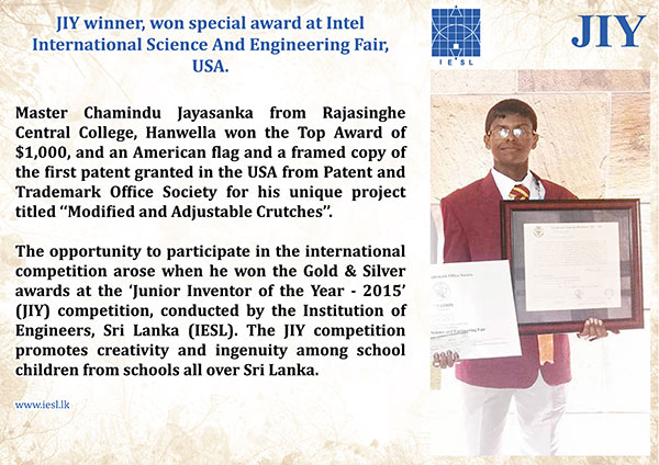 IESL/JIY 2015 Winners Won Grand Award