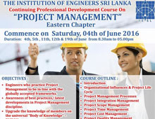 CPD COURSE : Project Management for Trinco District Centre organized by IESL Eastern Chapter