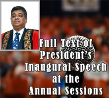 Full Text of President’s Inaugural Speech at the Annual Sessions 