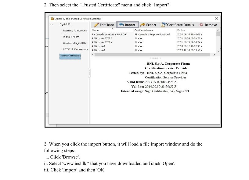 User Manual Import Security Certificate File 1 5